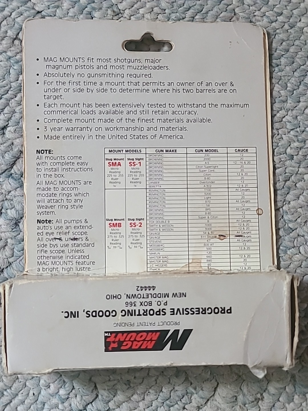 New Mag Mount Slug Sights SMB FITS Browning Remington Mossberg etc Shotguns