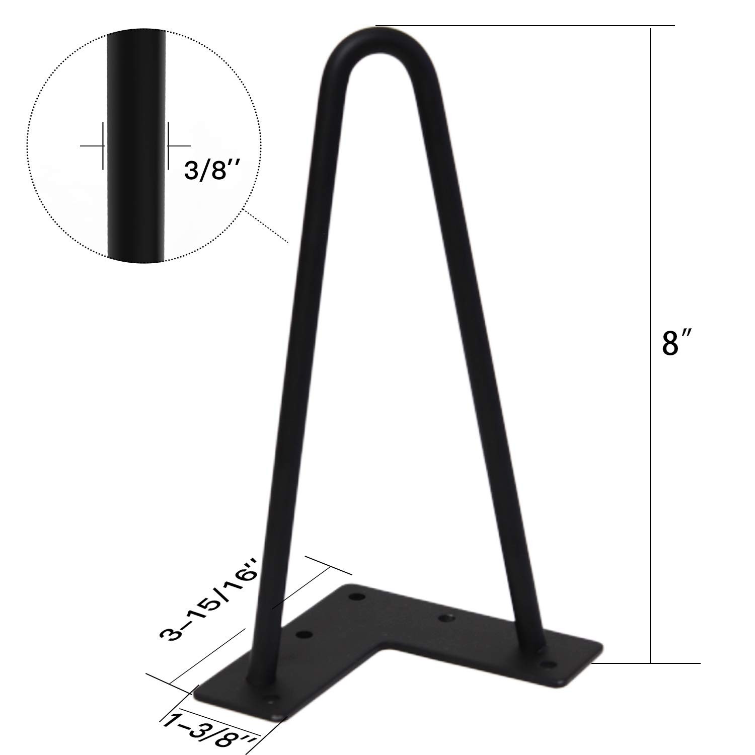 Orgerphy 8' Black Hairpin Furniture Legs (4PCS) | Heavy-Duty Hairpin Legs for