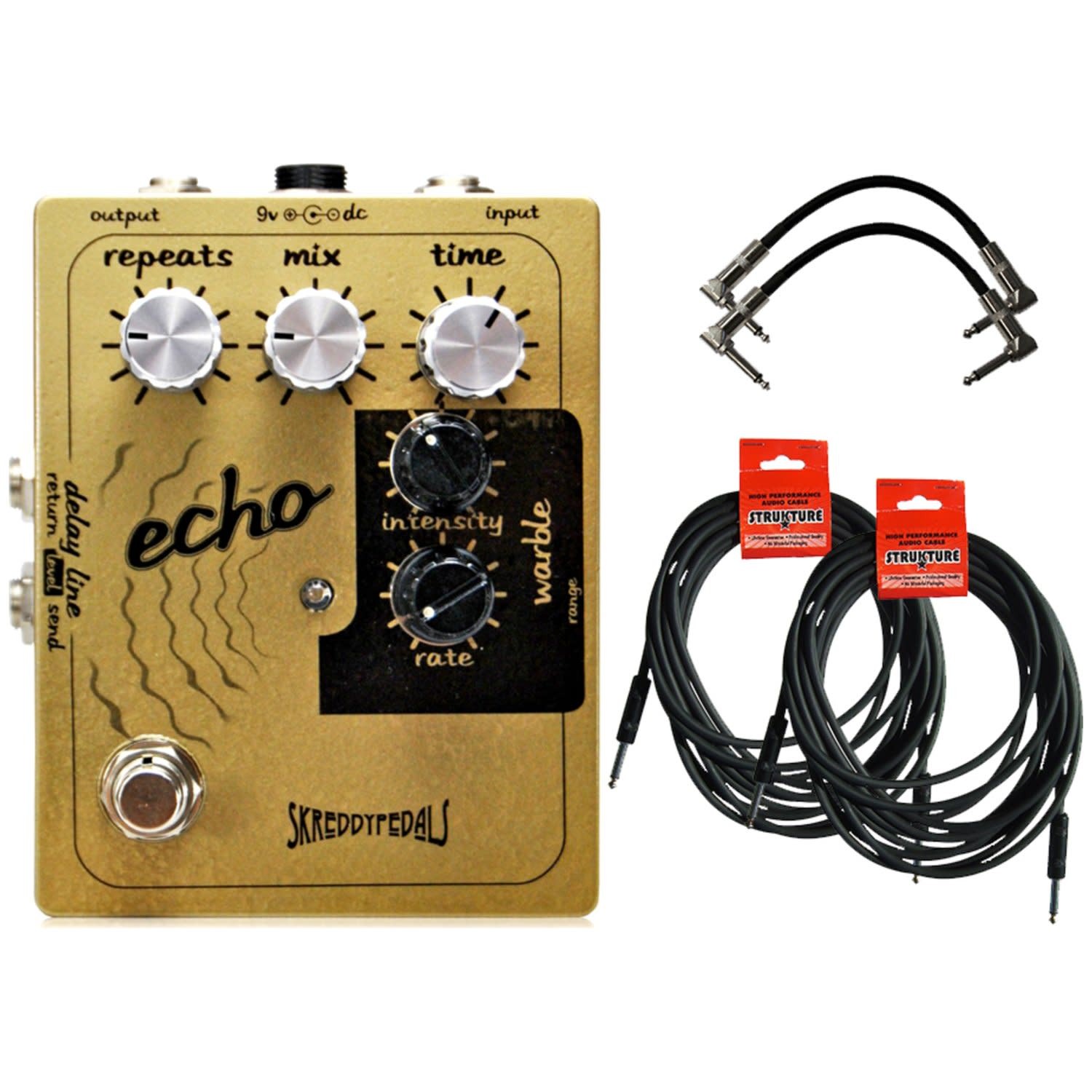Skreddy Pedals Echo Pedal w/ 4 Guitar Cables