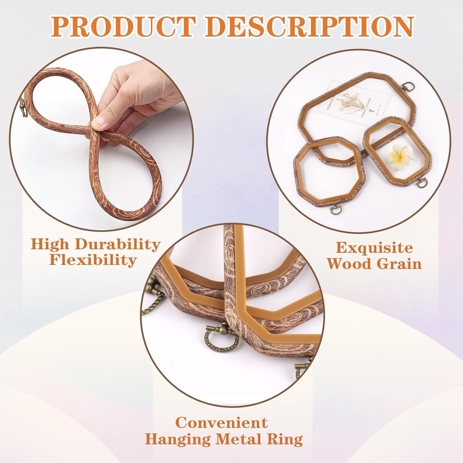 Embroidery&Cross Stitch Frames for Display,9Pcs Circle/Oval/Rectangle/Octagonal