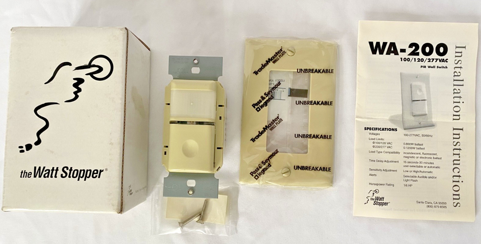 Watt Stopper Legrand WA-200-I Motion Sensor Light Switch Passive Infared Ivory