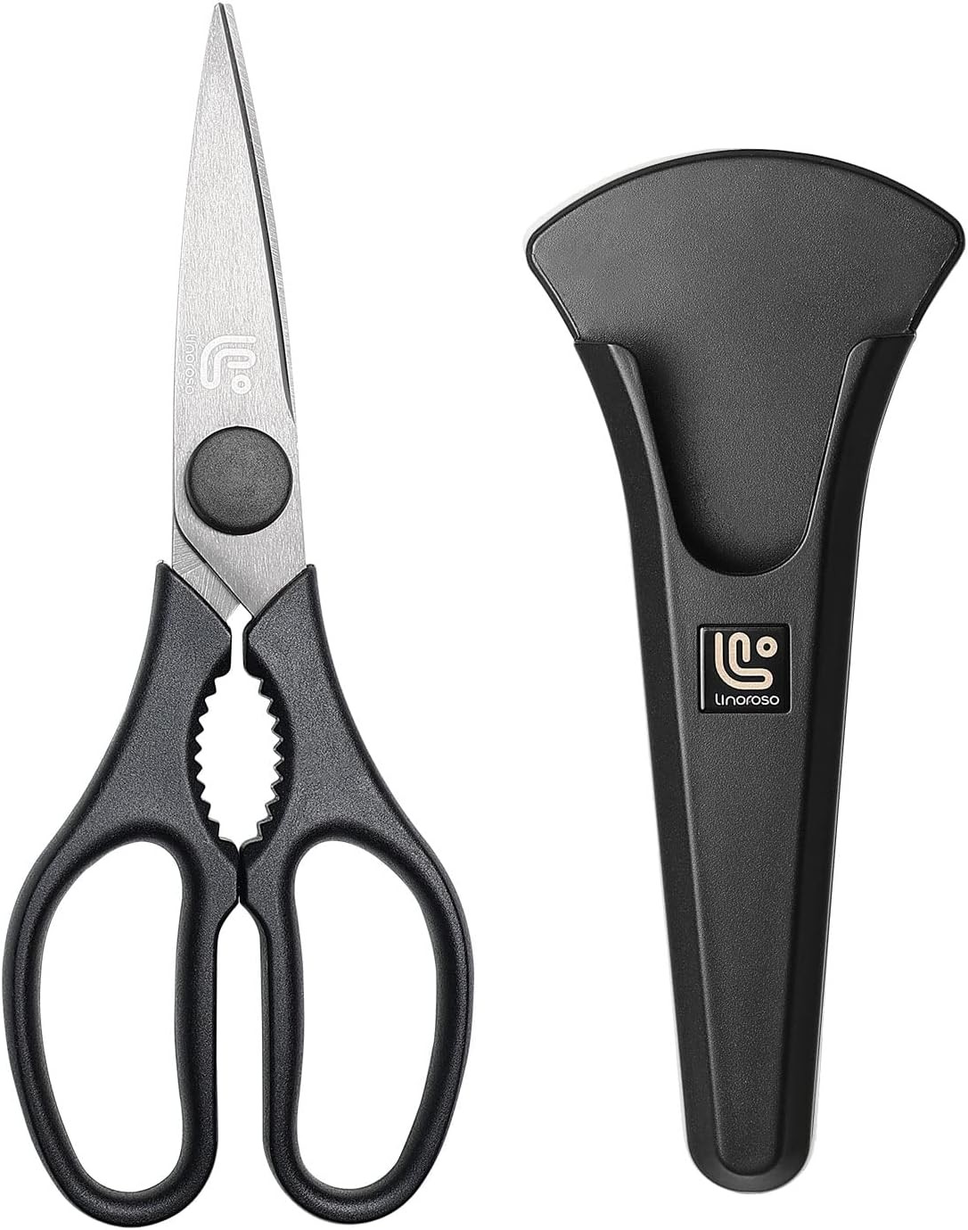 Black Heavy Duty All Purpose Kitchen Scissors With Magnetic Holder