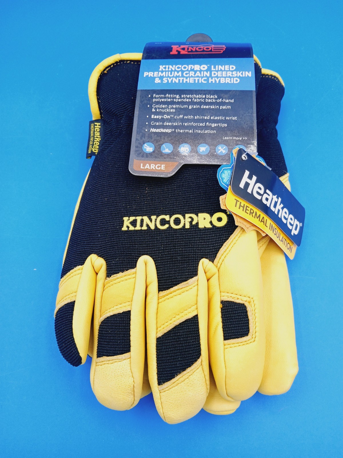 Kinco. Kincopro 101HK-M Lined Premium Grain Deerskin & Synthetic Hybrid. Large.