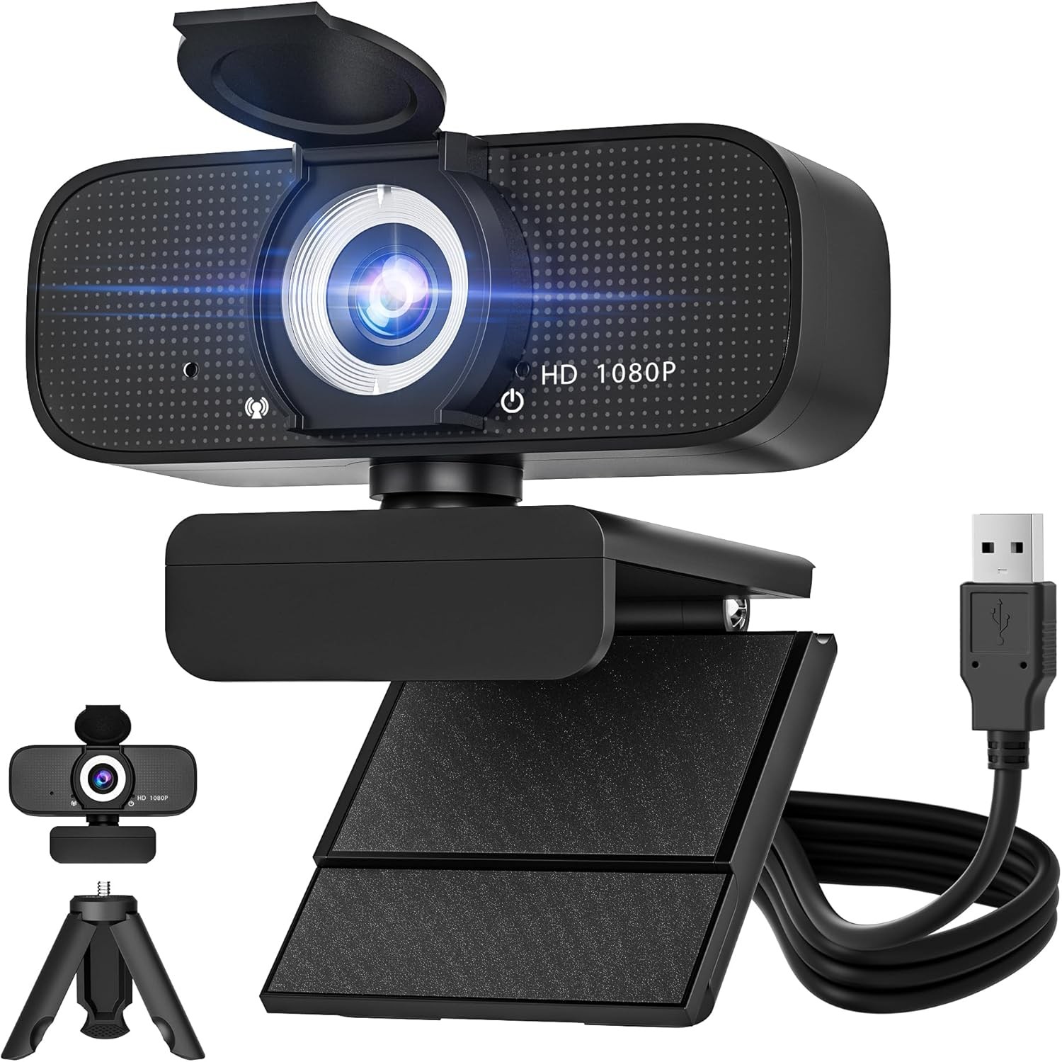 FULL HD Webcam 1080P with Built-in Microphone and Rotatable Tripod Pro Streaming