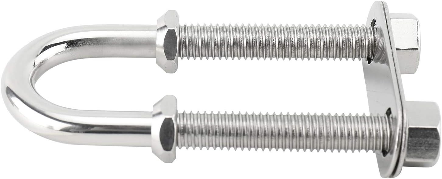 2 Pack Stainless Steel Bow Stern Eye Tie Down U Bolt w/ Nuts & Washers 4" Length
