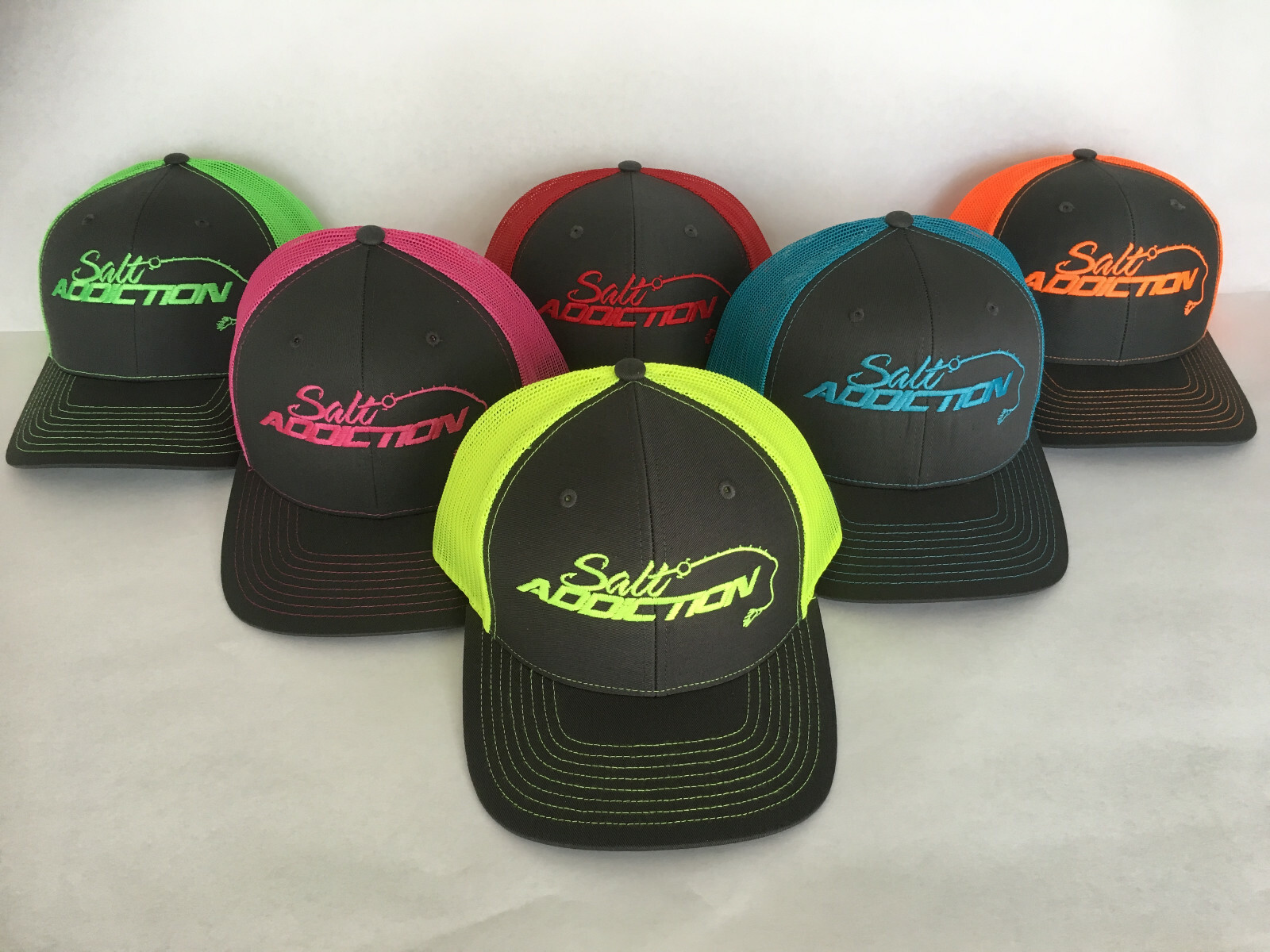 Salt Addiction Logo Hat Saltwater fishing trucker cap Fluorescent life