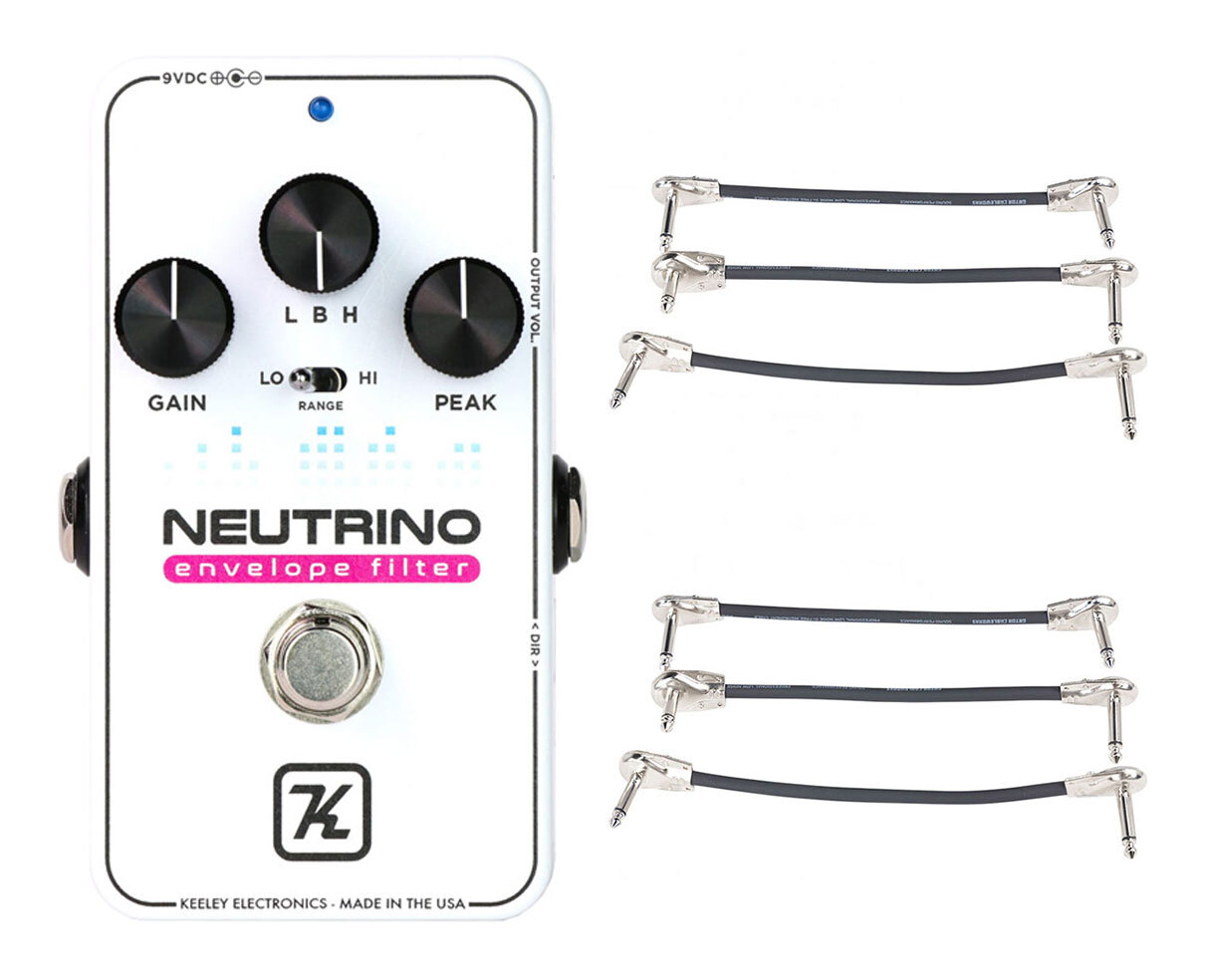 Keeley Neutrino V2 Optocoupler Envelope Filter Auto Wah + 2x Gator Cable 3 Pack