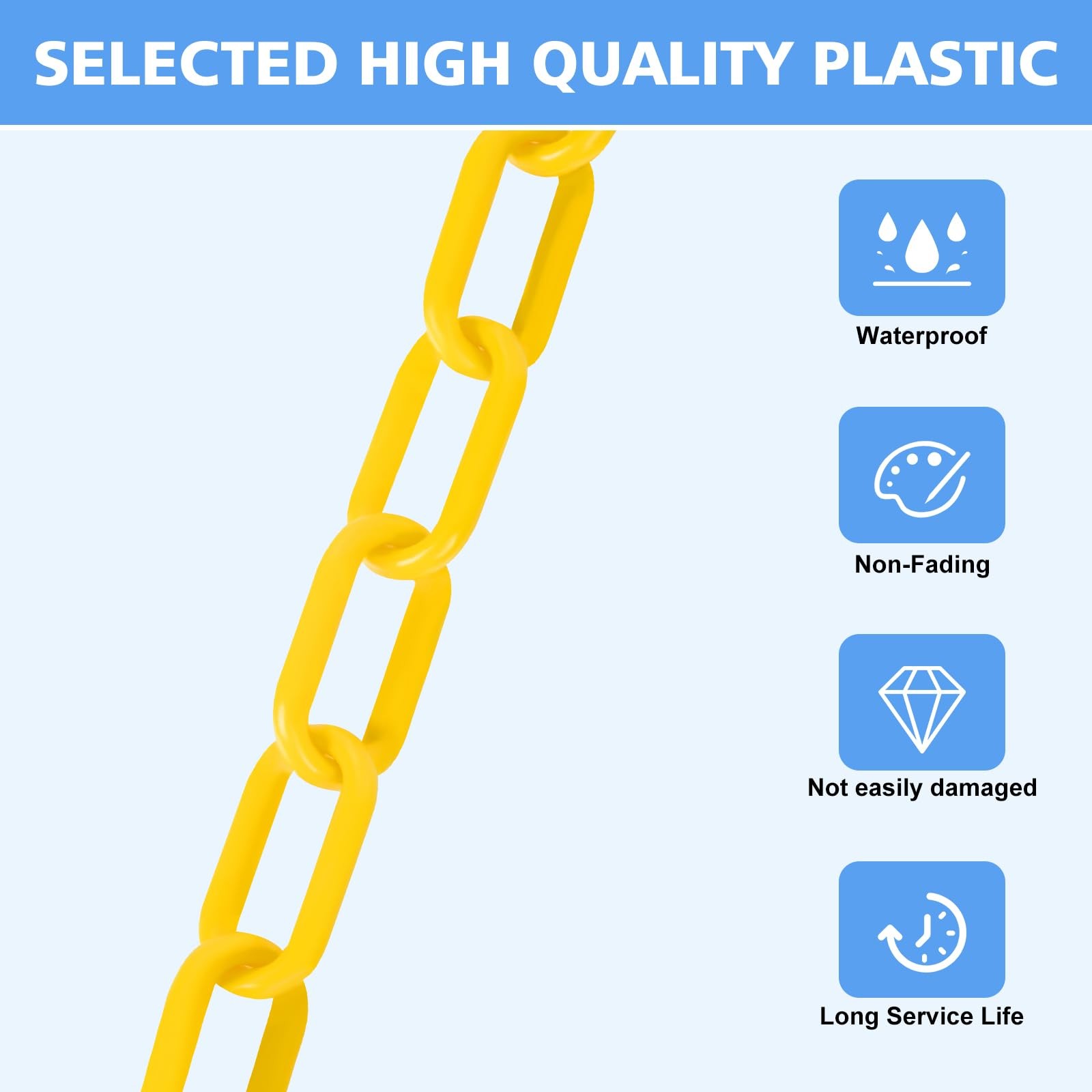 SNSMBNSR 200FT Plastic Chain, Yellow Chain Links, 200FT,