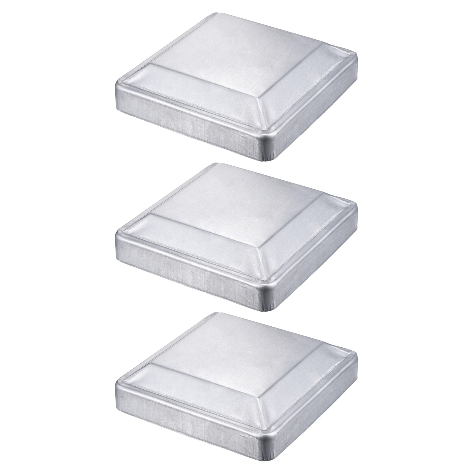 3Pcs Fence Post Cap, Galvanized Deck Post Caps Fit 6.1" x 6.1" Pipe, Silver