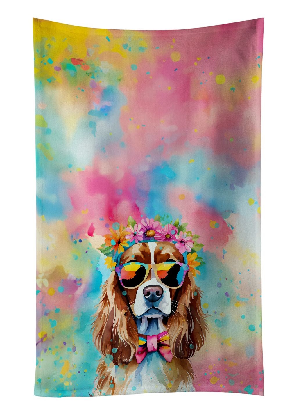 Cavalier Spaniel Hippie Dawg Kitchen Towel Dish Cloths Guest Hand Towel