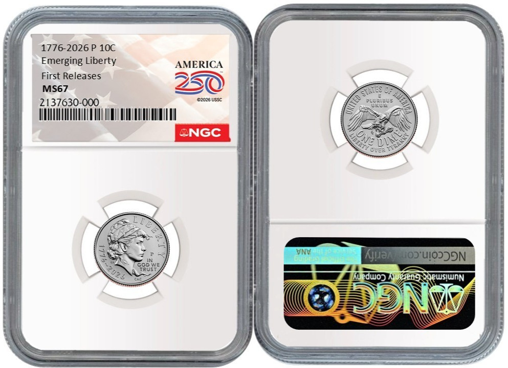 1776 - 2026 P Emerging Liberty 10C NGC MS 67 First Releases #2830