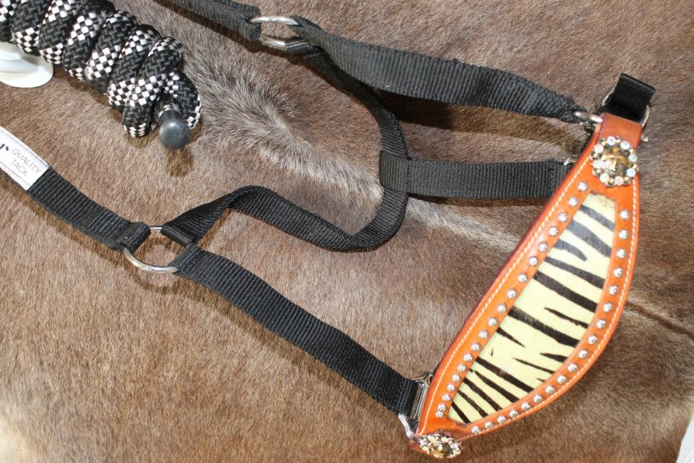 Horse Noseband Tack Bronc Leather HALTER Tiedown Lead Rope Lime Green 280364