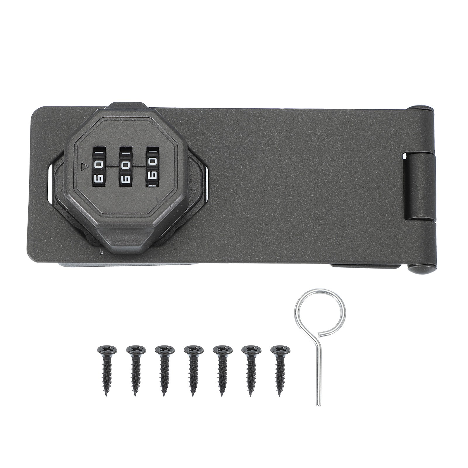 Password Rotary Hasp Locks Mechanical Cabinet Latch Locks 5" No Drilling Grey