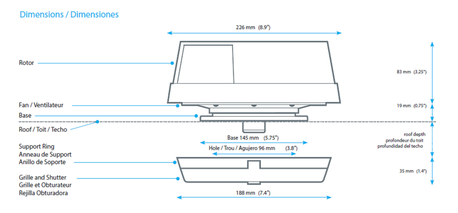 Flettner 2000 Wind Driven Roof Vent WHITE Citroen Berlingo Dispatch Nemo