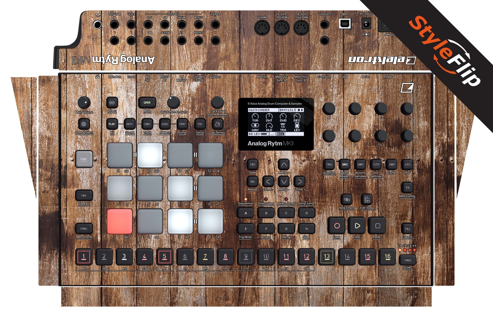 Elektron Analog Rytm MK2 Skins | Wood 1 | Protective Decal | StyleFlip Skins