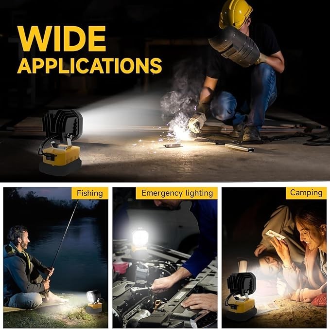 2 Packs 6000LM Flashlight 40W LED Work Light Compatible with Dewalt 20V Battery