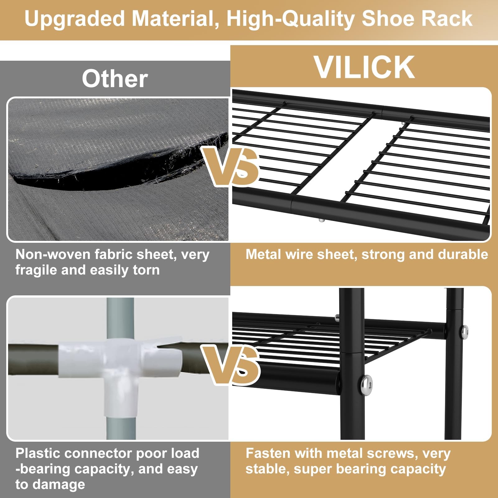 Shoe Rack Organizer Metal Wide Long Storage Tier 33 Side 4-Tier