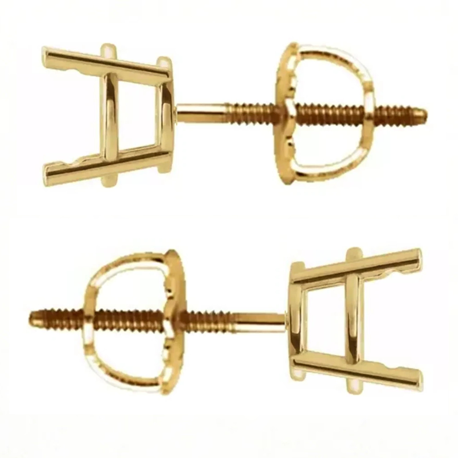 Earring Mountings 14K Yellow Gold Round Cut (Pre-Notched) Threaded Post -1 Pair