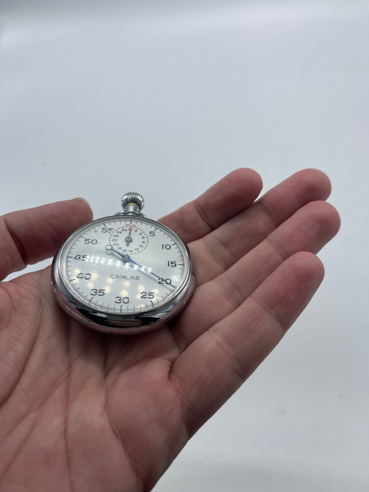 VINTAGE CANLAB WIND UP STOPWATCH WORKING SWISS MADE