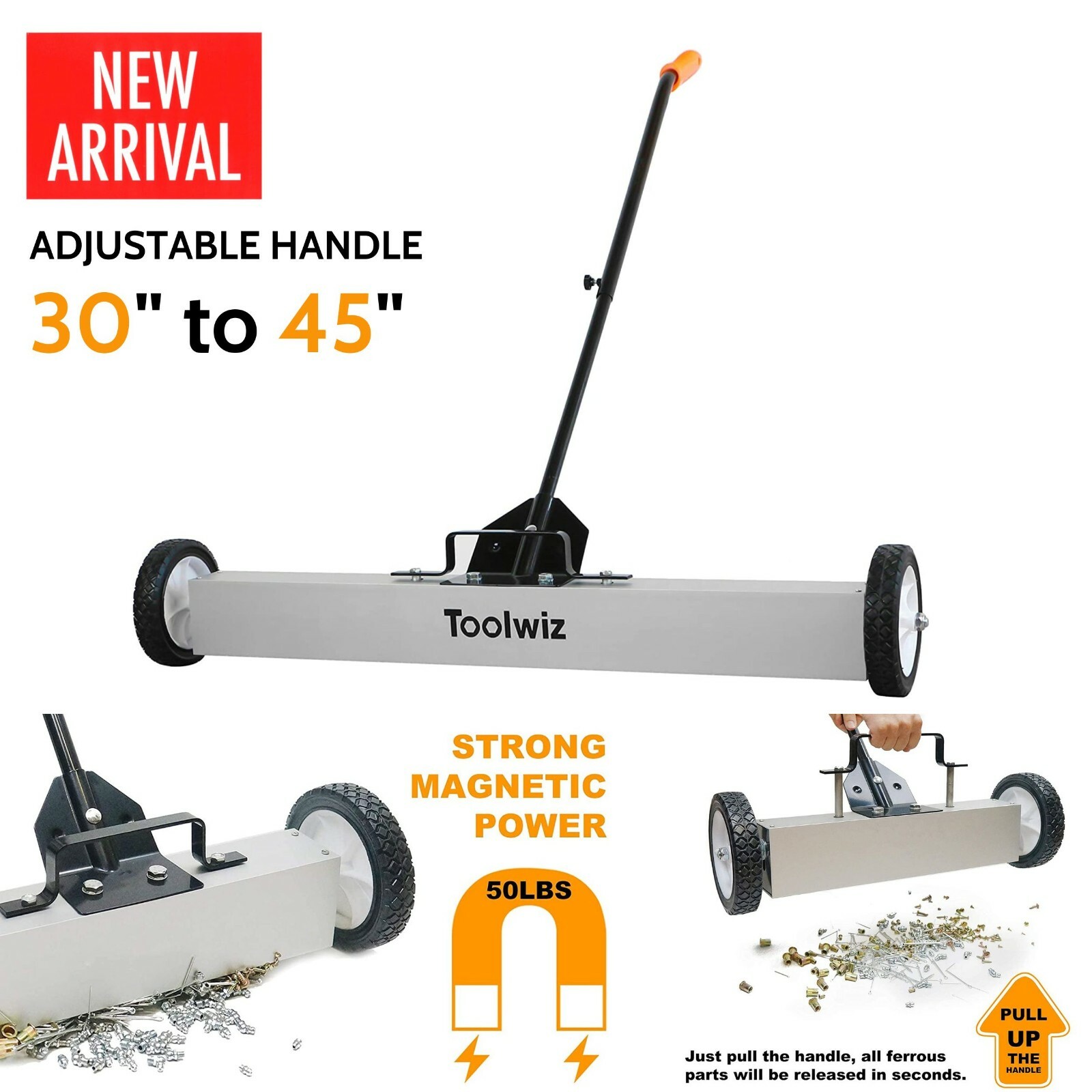 Heavy Duty Rolling Magnetic Floor Sweeper Roofing Nail Screw Collect Garage Shop