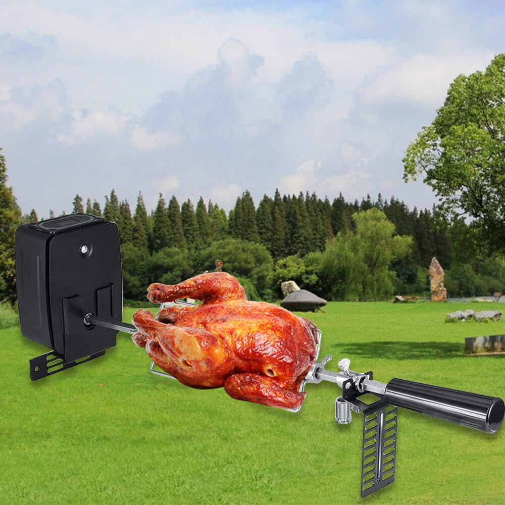 Stainless Steel Rotisserie Forks Rods Kit&Battery-powered Motor, BBQ Grill Tools