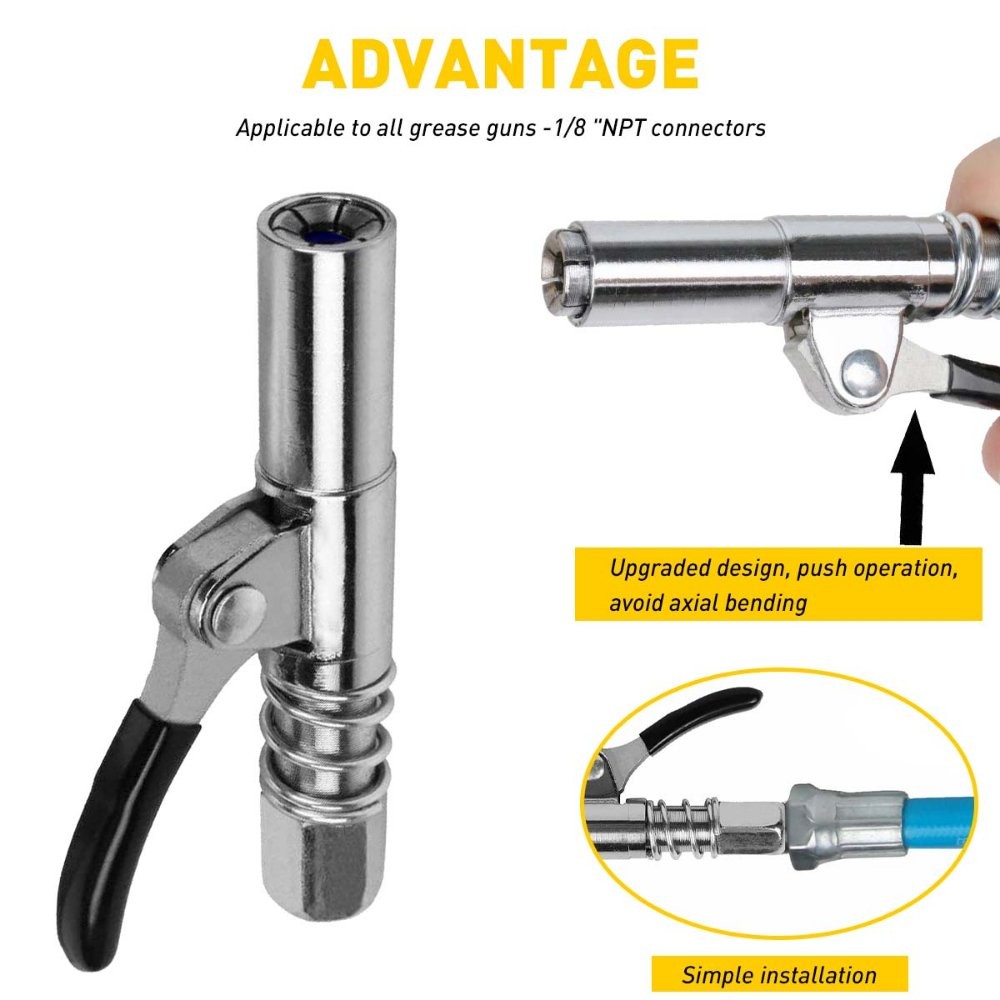 Grease Gun Coupler Quick Release Lock Oil Injection Nozzle Professional EOA
