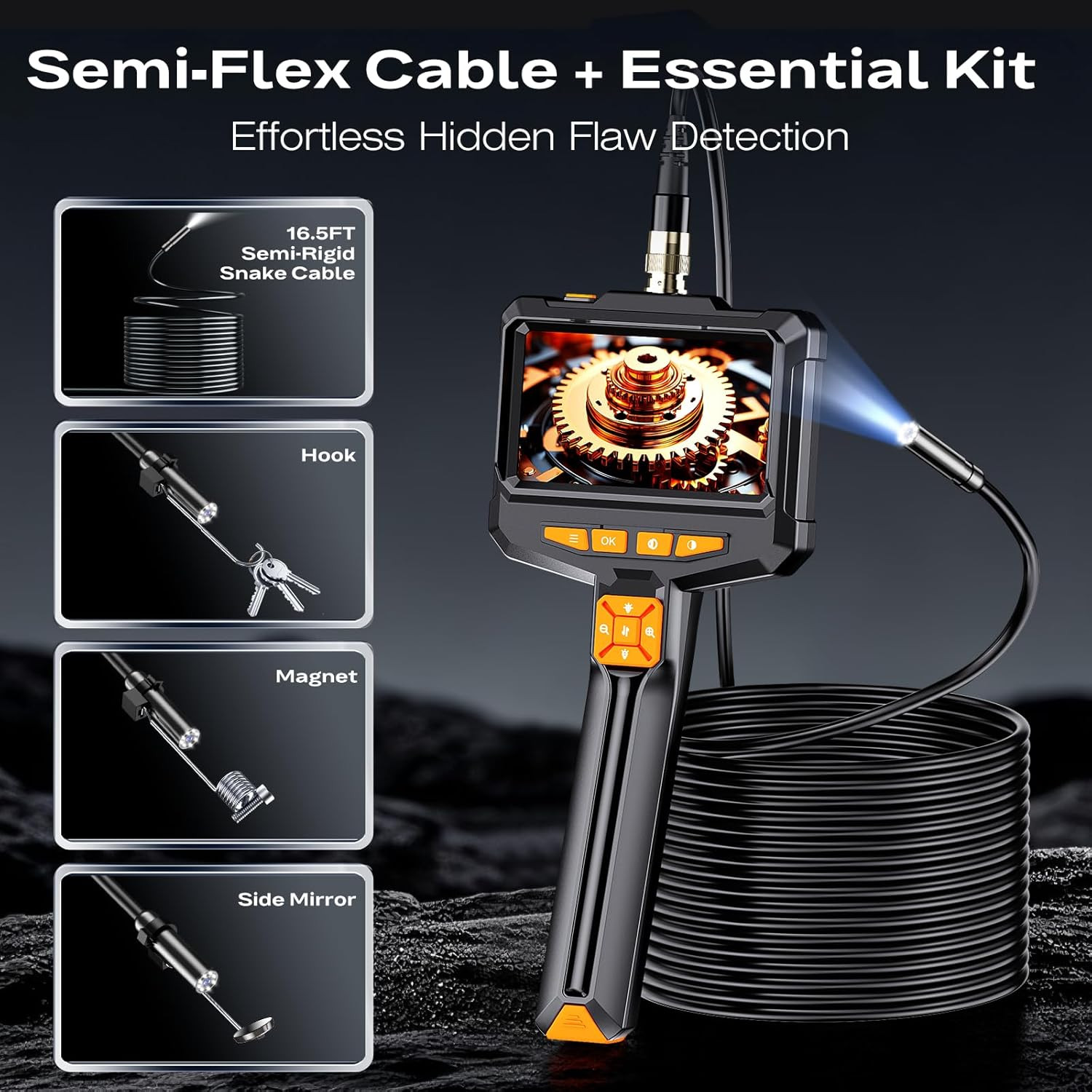 Endoscope Camera with Light, Handheld Borescope with 4.3" IPS Screen, 1080P H...