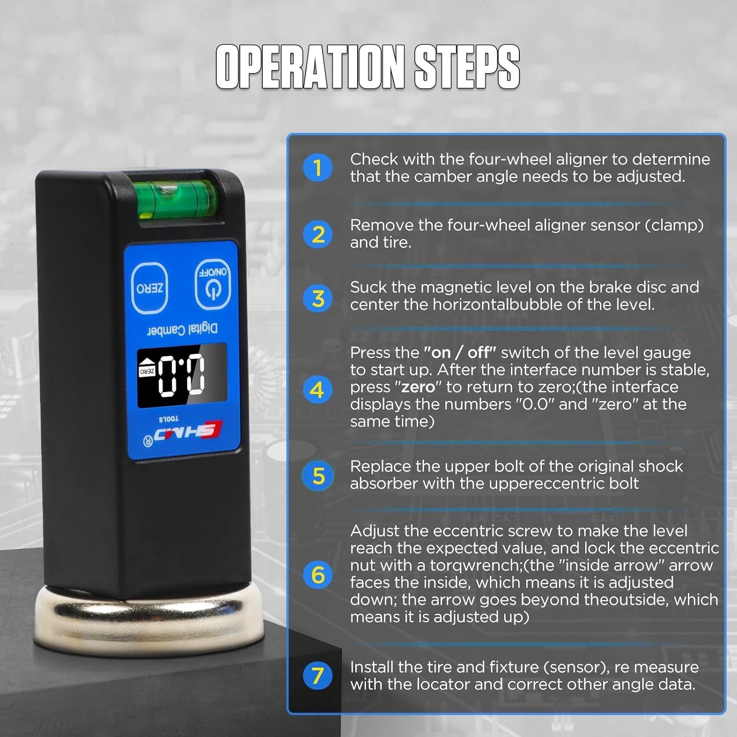 Digital Caster Camber Gauge - Magnetic Wheel Alignment Tool
