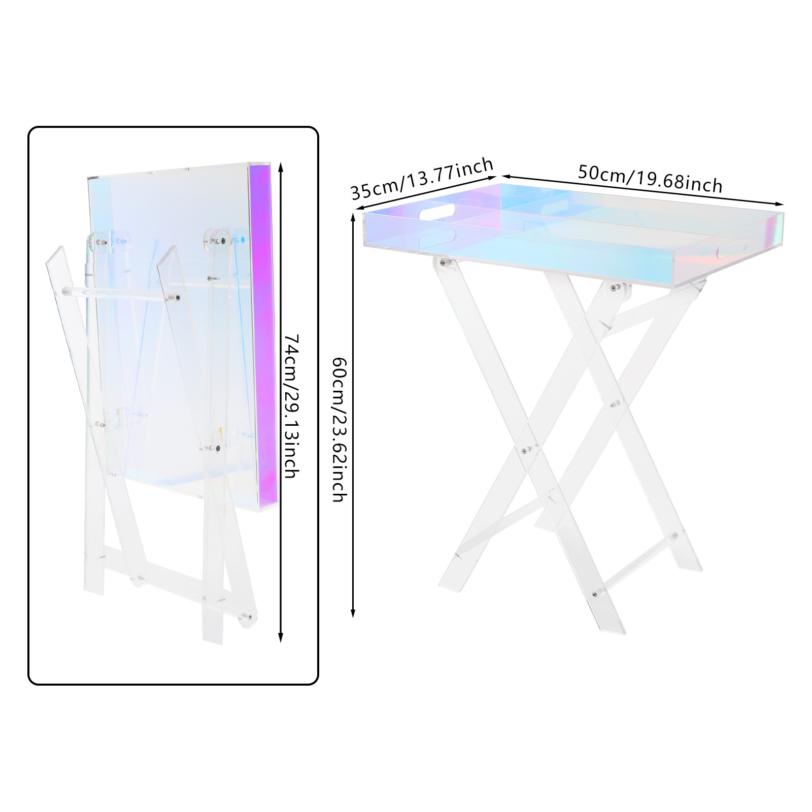 Acrylic Folding Tray Table, Acrylic End Table, Colorful Acrylic Side Table