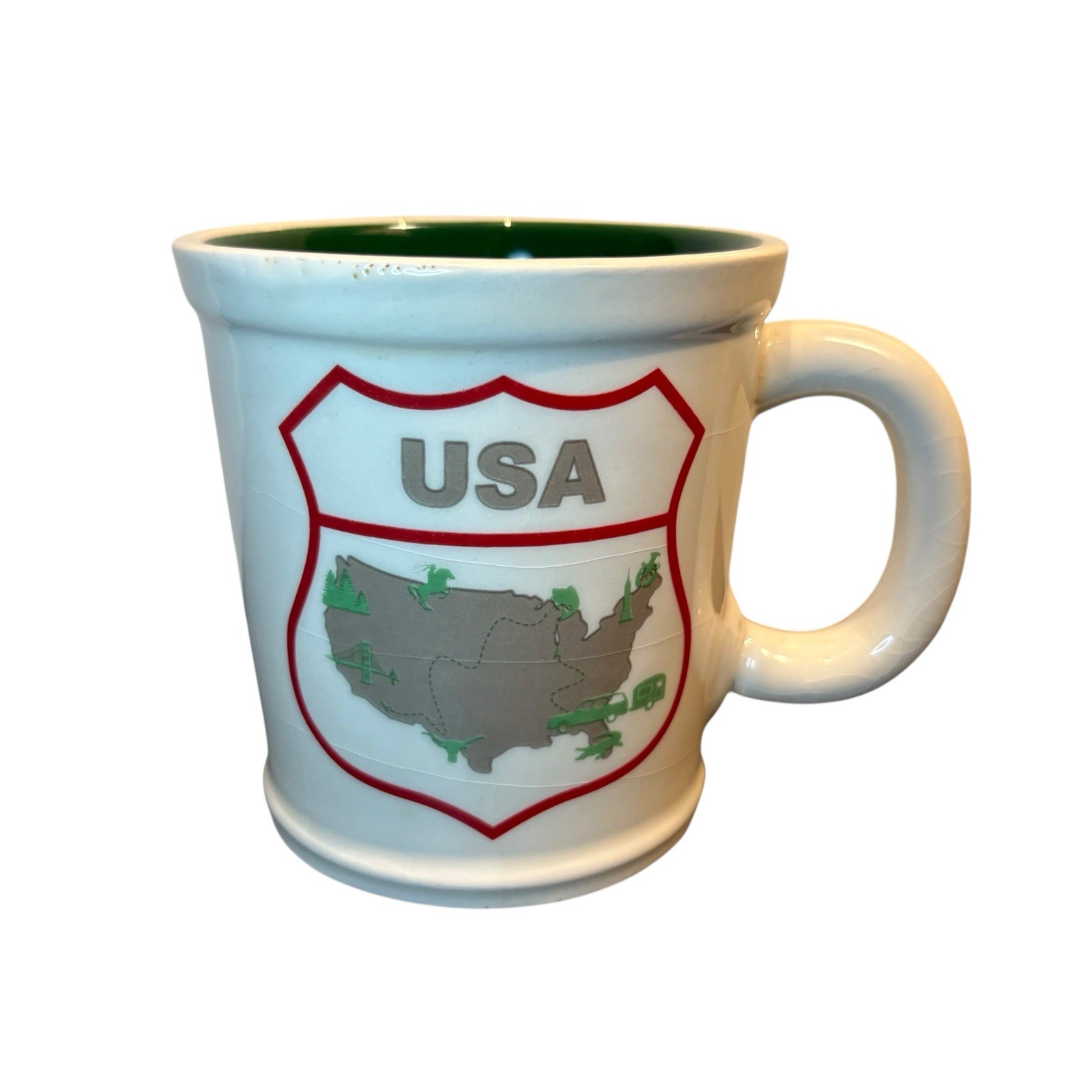 Magenta Map of USA Large Oversized Coffee Mug 16 Oz Road Trip RV Life *READ*