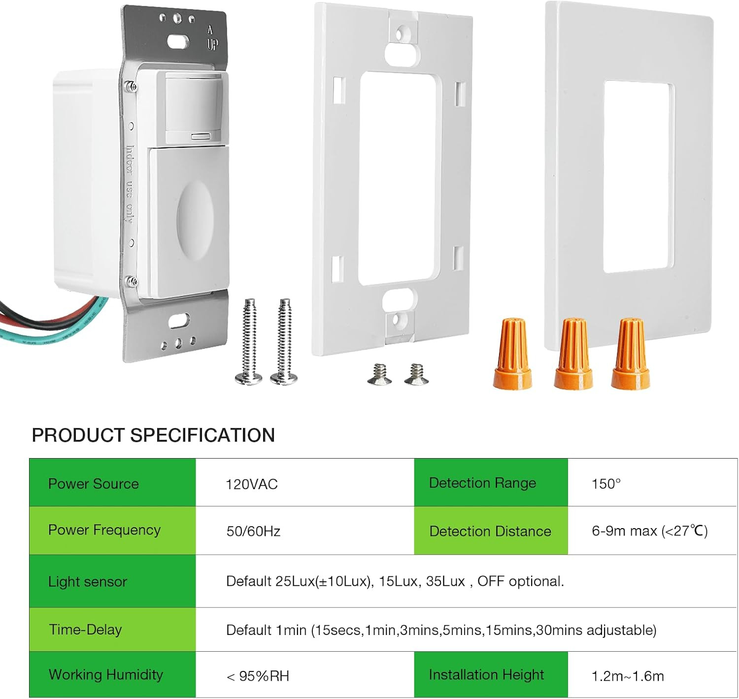 RAYZEEK Motion Sensor Light Switch, No Neutral Wire Required, No Ground Wire Nee