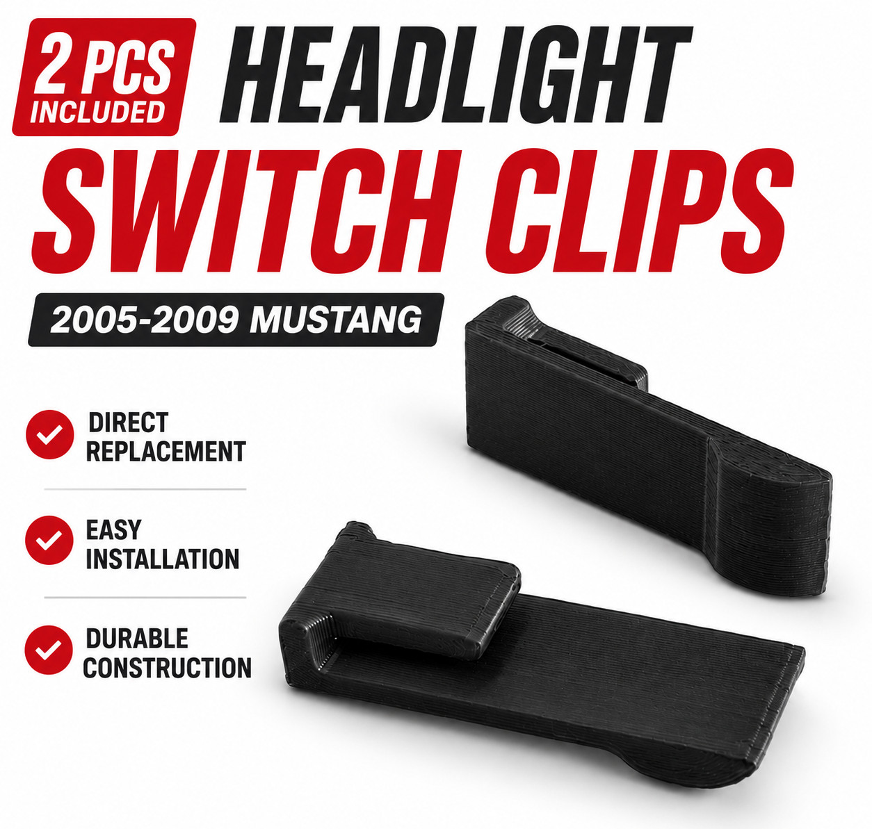 2005-2009 S197 Mustang Headlight Switch Panel Clips *SET OF 2*