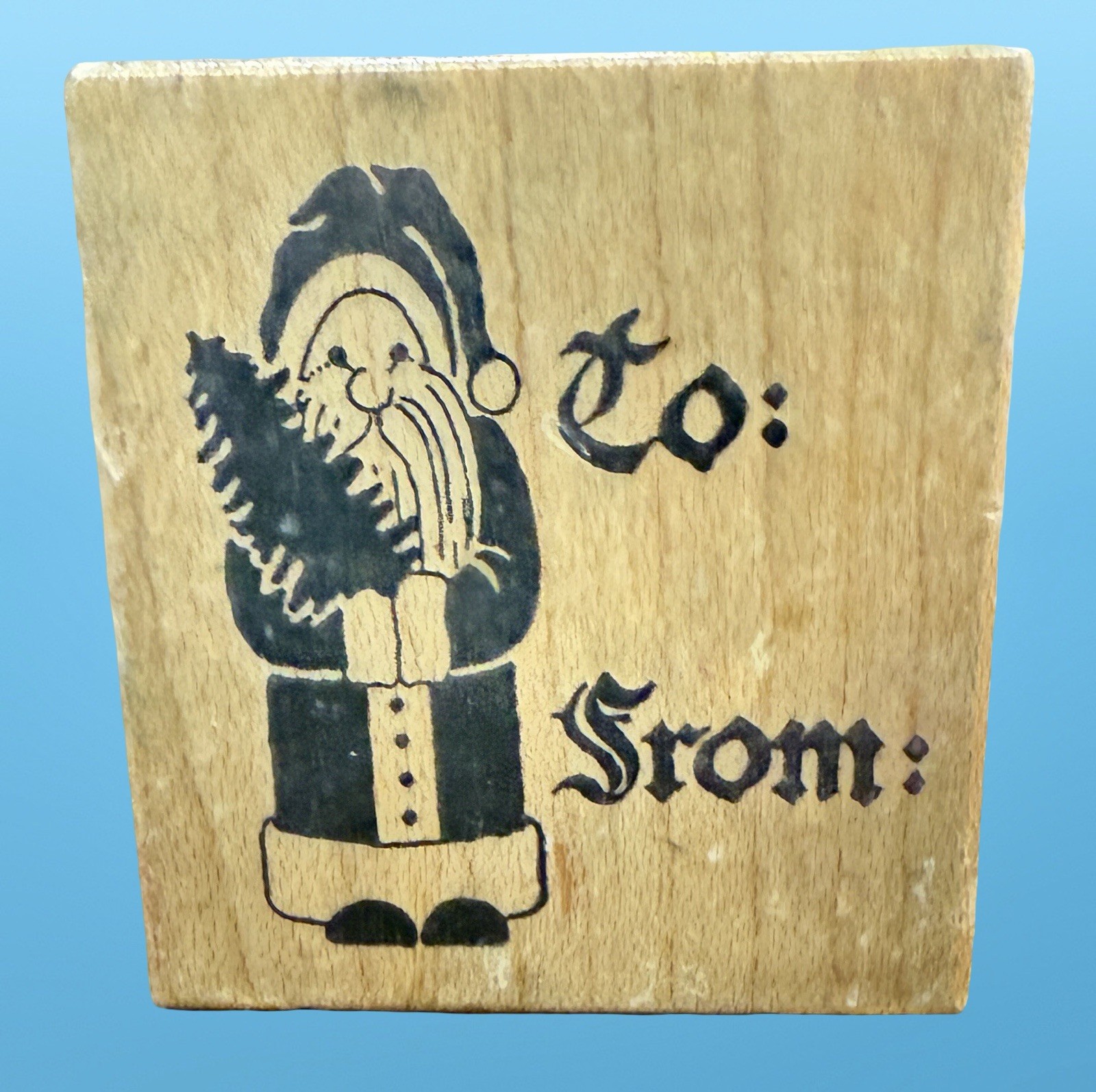 PSX WOOD Mounted Rubber Stamp TO FROM SANTA TREE SCRAPBOOKING Arts Crafts #C-351
