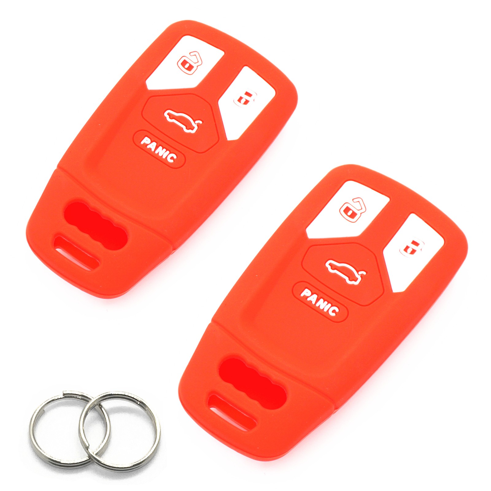 2Pcs Red Silicone For Audi A4 A5 S5 Q5 Q7 TT 4 Buttons Remote Key Fob Cover Case