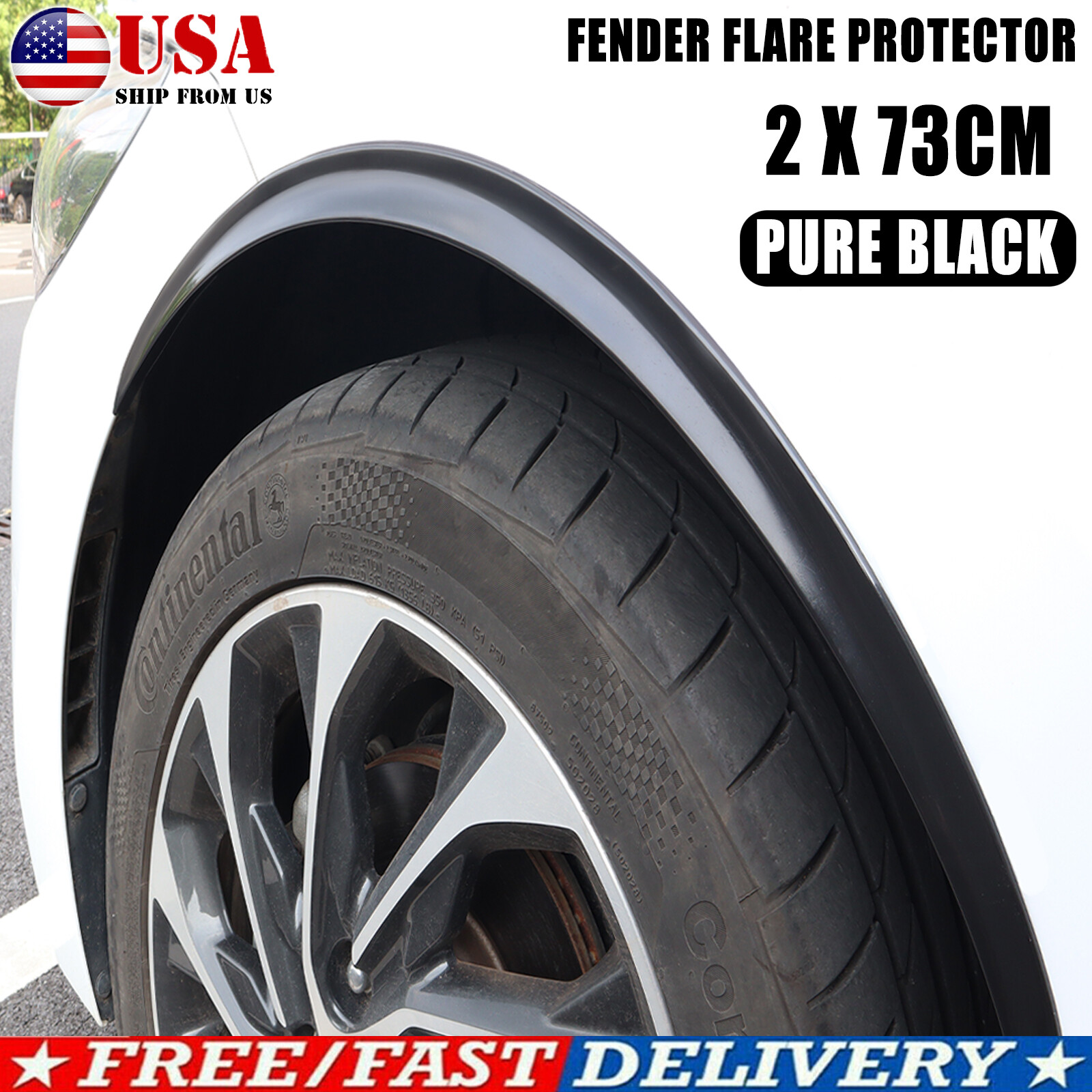 2pcs Black Car Truck Wheel Fender Flares Eyebrow Arches Cover Replace Universal,