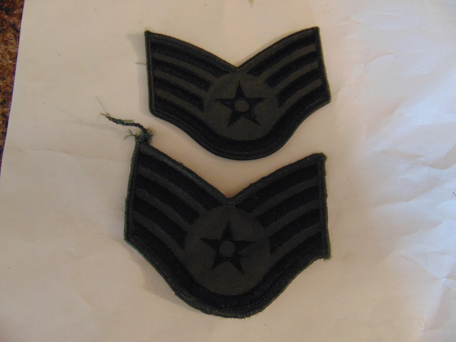 MILITARY PATCH US AIR FORCE RANK SET OF 2 SEW ON BLUE BEIGE STAFF SERGEANT
