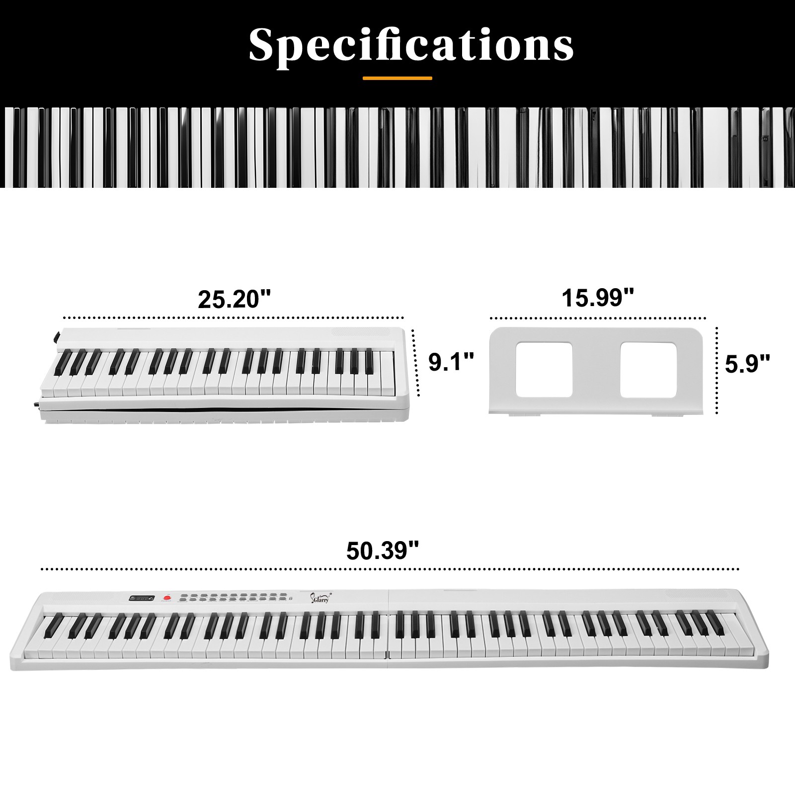 Glarry Fold 88-Key Digital Piano Semi-Weighted Electronic Keyboard Beginner Kit