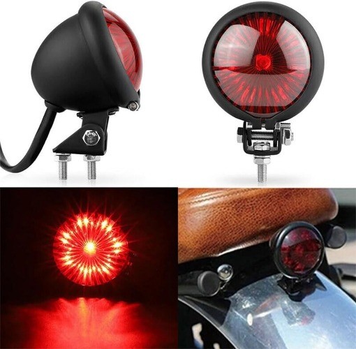 Tail Light LED Retro Red Brake Light Rear Brake Tail Light fo Color: Black Red