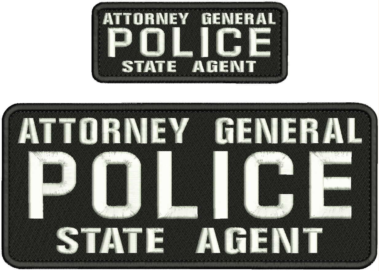 ATTORNEY GENERAL POLICE  STATE AGENT EMB PATCH 4X10 AND 2X5 VELCR@ ON BACK WHITE