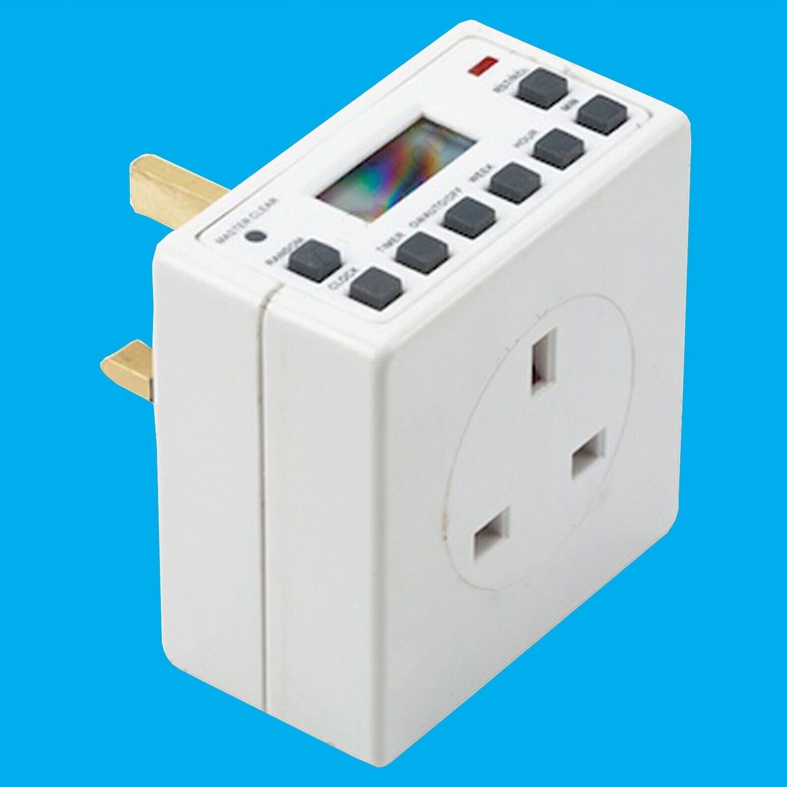 1x Digital Mains Programmable LCD Plug Through Timer Switch, 12 / 24 Hour 7 Day
