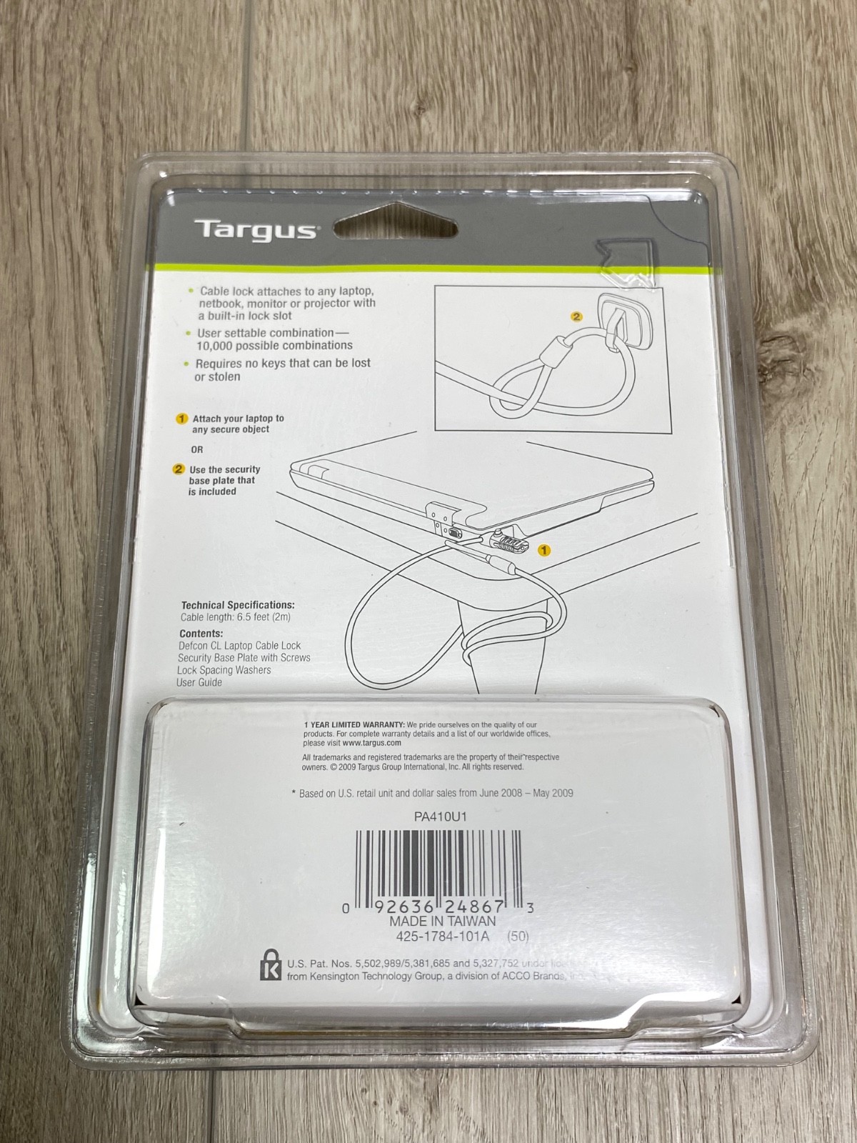 Targus Defcon CL Laptop Combination Cable Lock PA410U NEW
