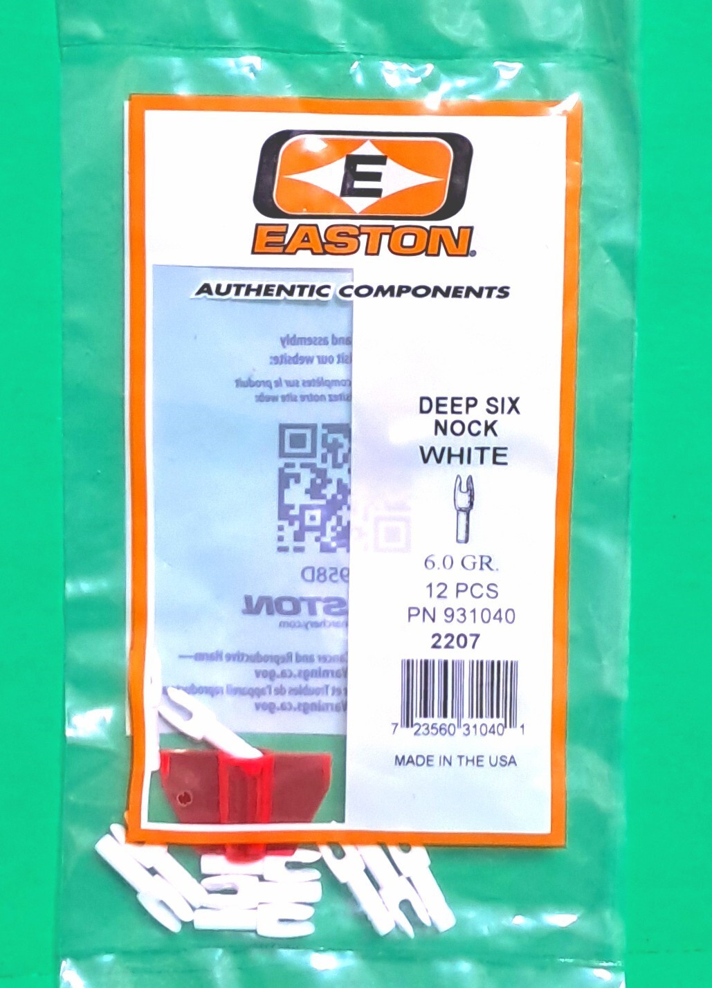 Easton Precision Shaft Components Deep Six Nocks - White - New Dozen Pack