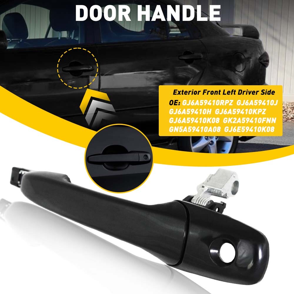 For Mazda 3 5 6 CX-7 CX-9 RX-8 Outer Door Handle with Keyhole Front Driver BLACK
