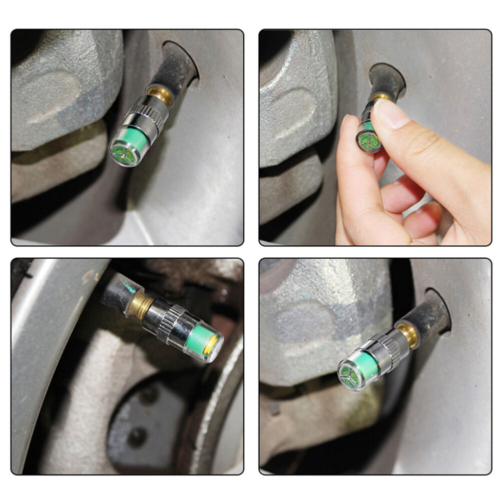 4Pcs Auto Tire Monitor Valve Stems Dust Cap Pressure Indicator Sensor Eye Alert