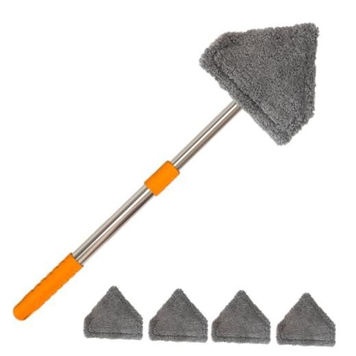 Windshield Cleaner Tool, Car Window Squeegee with 4 Reusable Microfiber Pads,