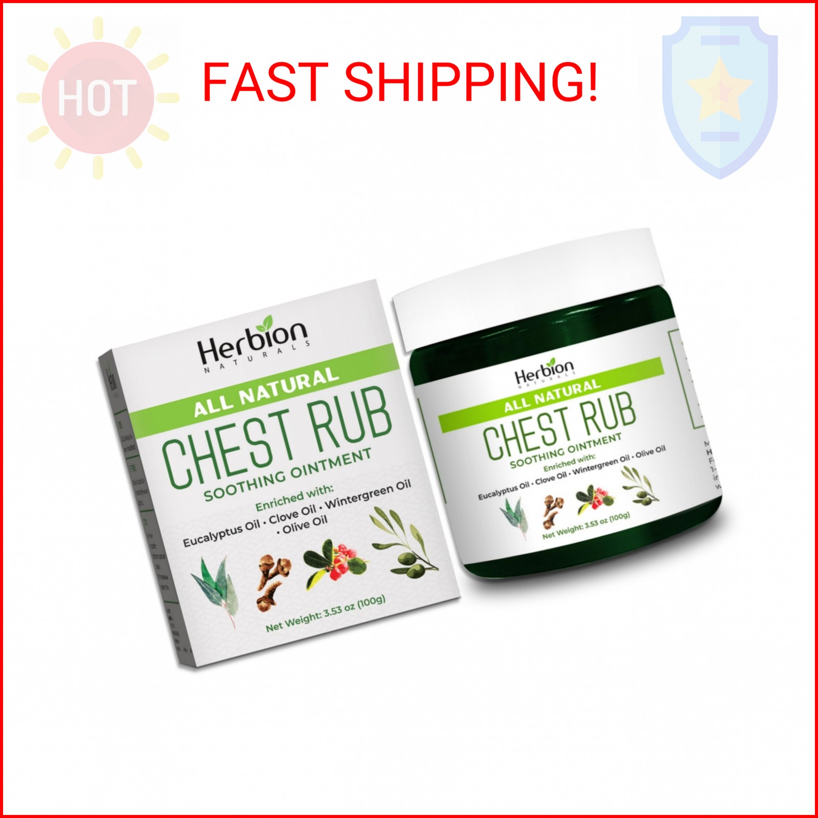 HERBION Naturals Chest Rub - Soothing Ointment with Soothing Vapors for Adults &