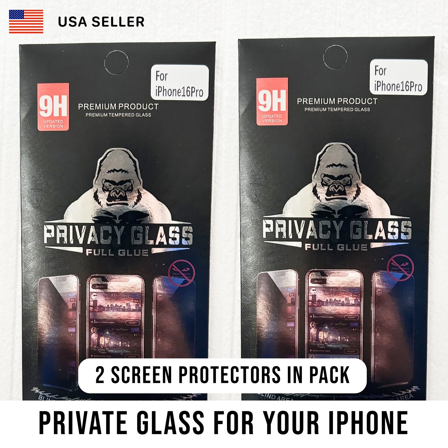 For iPhone 16 Series Screen Protector Private Glass, Pro, Pro Max, Plus, 2 pcs