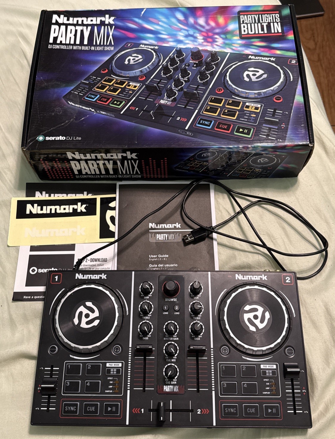 Numark Party Mix Double Deck DJ Controller w/Built-In Light Show W/Box & Manual