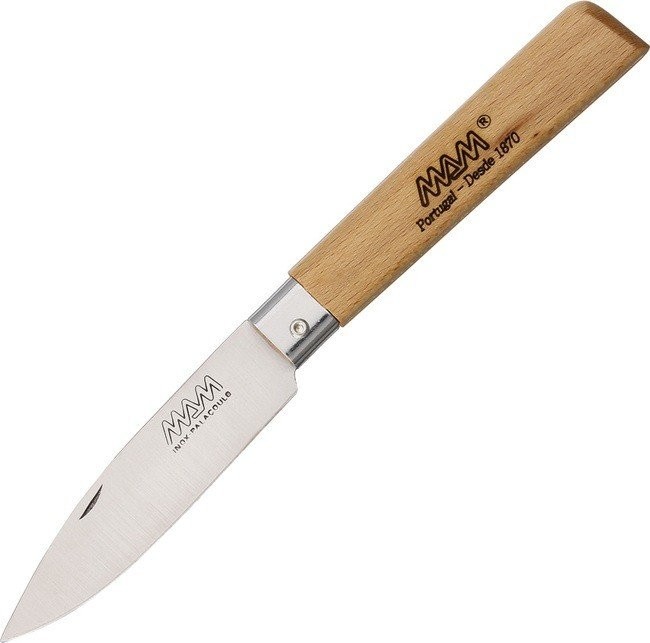 MAM 3A Drop Point Brown Beechwood Folding Pocket Knife - MAM3A
