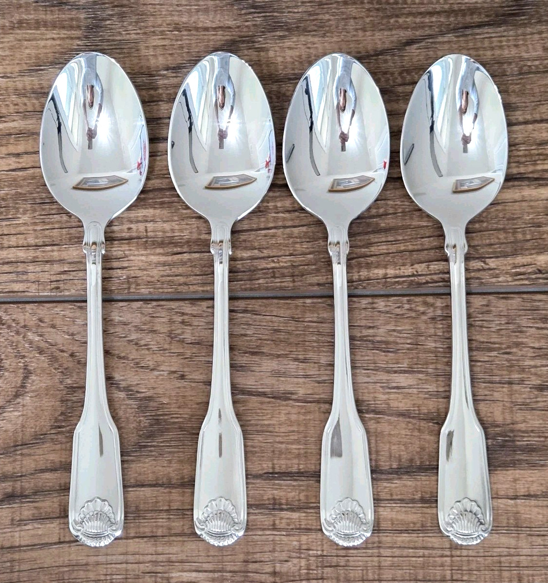 Oneida CLASSIC SHELL Lot of 4 Tablespoons Serving Spoons Stainless 8 3/8" NEW